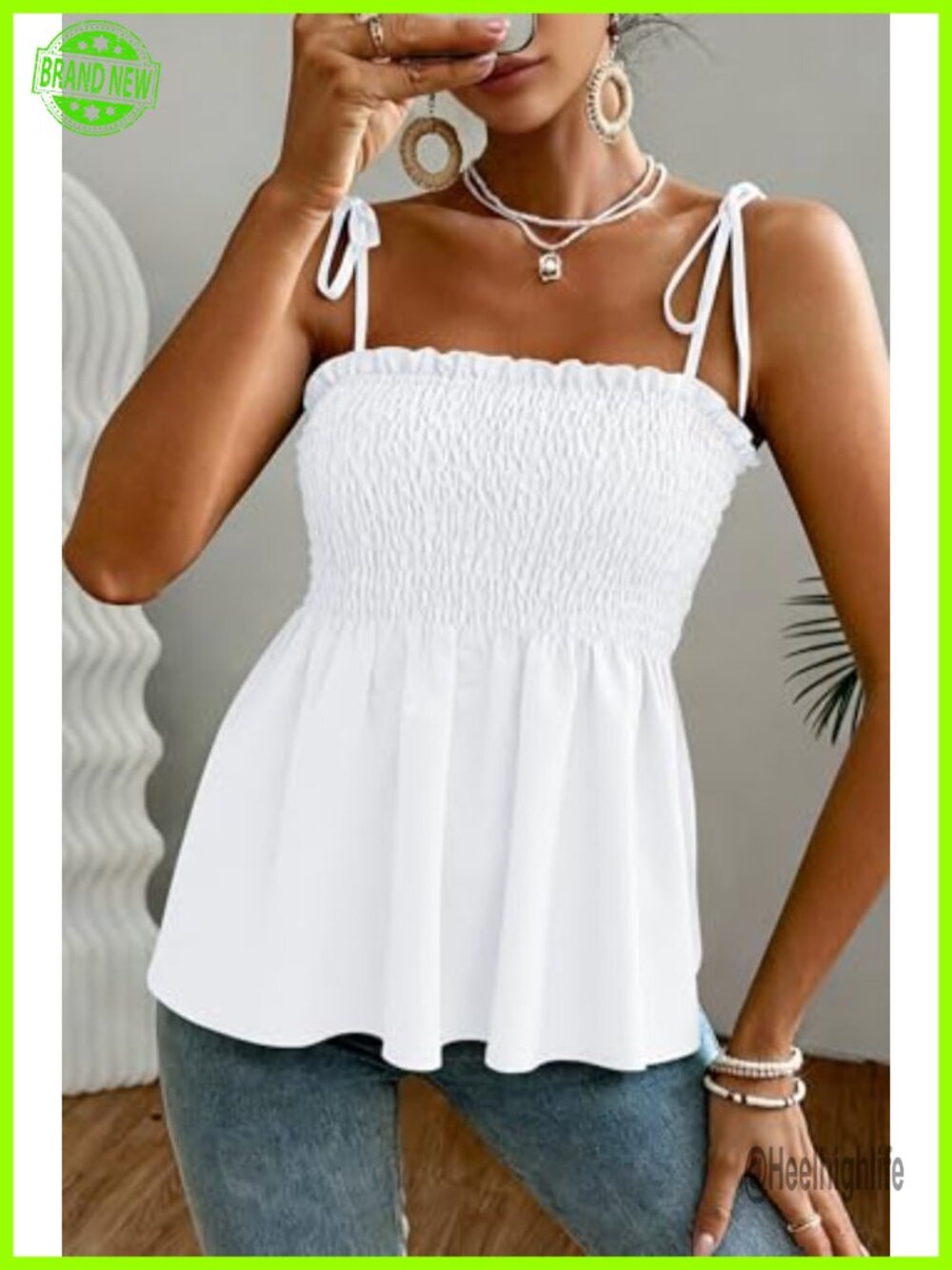 Sexy Square Neck Peplum Cami Top Summer Going Out Shirt - Picture 5 of 6